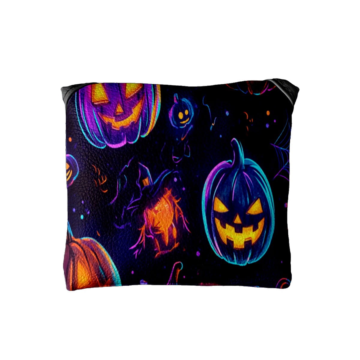 Golf Mallet Putter Cover Premium Leather Waterproof Golf Putter Head Cover with Magnetic Closure Neon Color Pumpkins