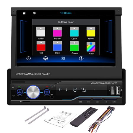 Car Stereo Android Auto Bluetooth Single Din Car Radio Carplay GPS Navigation 7 Inch LCD Touch Screen in Dash 1 Din MP5 Player Mirror Link AM RDS FM Radio Receiver EQ USB SWC TF Backup Camera Input