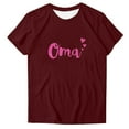 thumbnail image 1 of Camiseta de Manga Corta de Cuello Redondo con Impresión de la Carta para las Mujeres, Casual Diario Y Top de Fiesta, 1 of 4