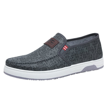 

KaLI_store Mens Shoes Men s Slip on Shoes Cloth Shoes Deck Shoes Canvas Leisure Vintage Casual Loafer Boat Shoes Grey