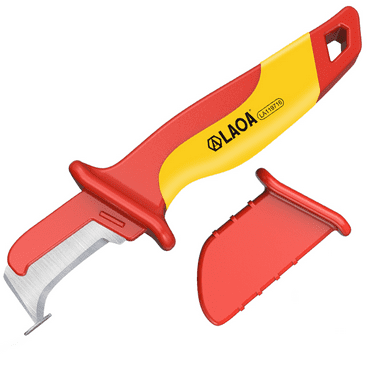 LAOA VDE Insulated Electrician Knife 1000V Cable Stripping Knife Straight Curved Hook Fixed Blade Wire Strippe (VDE Hook Stripper)