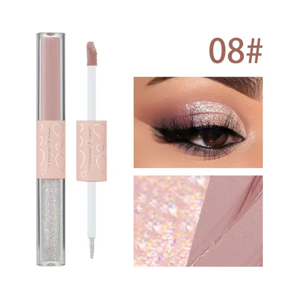 Sombra de ojos líquida marrón beige, base de maquillaje de ojos mate sedoso, crema con purpurina y lentejuelas, sombra de ojos iluminadora en barra de gusano de seda