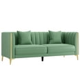 thumbnail image 7 of Homfa 77.6" 3 Seater Sofa, Modern PU Leather Couch with Golden Legs & Armrests & 2 Pillows for Business Office, Green, 7 of 7
