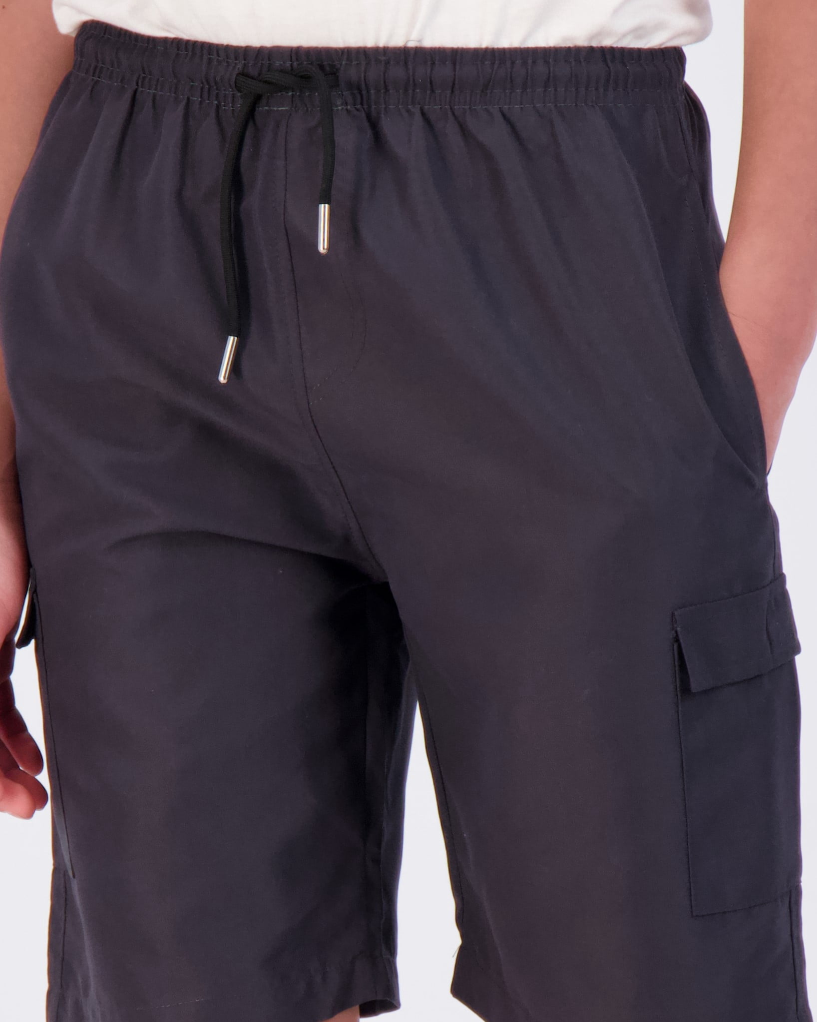Real Essentials 3 Pack: Boy's Swim Trunks with Cargo Pockets & Mesh Lining - UPF 50+