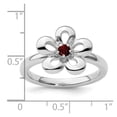 thumbnail image 2 of 925 Sterling Silver Prong set Stackable Polished Garnet Flower Ring Size 6 Stackable Ring for Women, 2 of 2