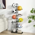 thumbnail image 2 of Costway 7-Tier Ball Storage Rack with 7 Removable Hanging Rods & Side Ball Basket Black, 2 of 10