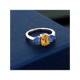 thumbnail image 3 of Gem Stone King 2.33 Ct Oval Checkerboard Yellow Citrine Blue Created Sapphire 925 Sterling Silver Ring, 3 of 4