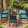 thumbnail image 2 of Ottowood Outdoor Chair Cushions Set of 6, 18.5x16x2 Waterproof Patio Cushions with Ties, Teal, 2 of 9