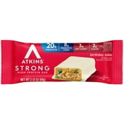 Atkins Strong High Protein Bar, Birthday Cake Flavored, 20g Protein, 4 Count