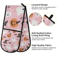 thumbnail image 2 of Yayeee Double Oven Mitt Kitchen Heat Resistant Baking 35" x7" Quilted Glove, Pink Halloween Ghosts, 2 of 6