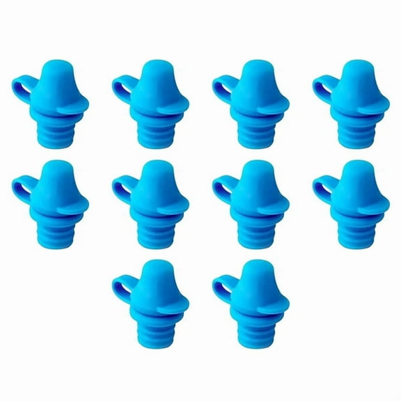 10pcs Portable No Spill Silicone Bottle Topper Spout Adapter with Water Leak Proof Blue