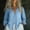 Blue, variant on Women Linen Collared Button Down Shirt with Pocket and Elastic Cuffs White M