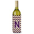 thumbnail image 1 of Letra N Chevron Púrpura Y Oro Botella De Vino Bebida Aislador Hugger Cj1058-Nliterk, 1 of 1
