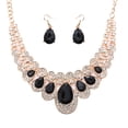 thumbnail image 2 of Koszal 2Pcs/Set Teardrop Rhinestone Statement Bib Necklace Earrings Bridal Jewelry Gift, 2 of 7