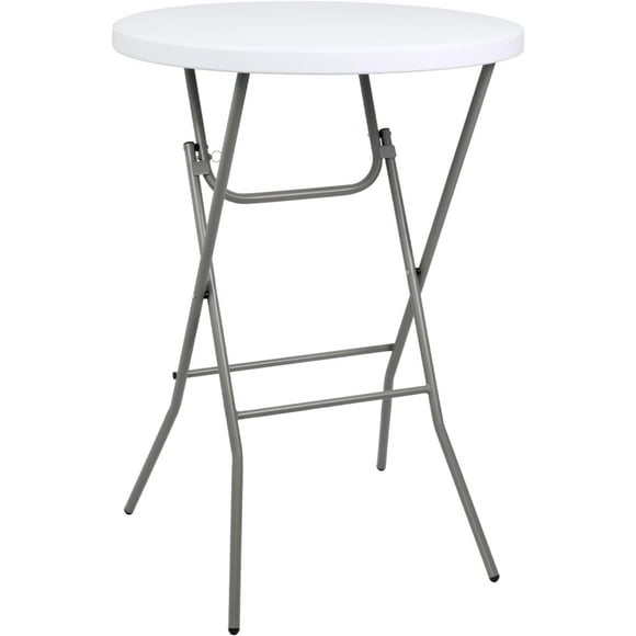 31.5" L X 31.5" W X 43" H - Cocktail Table White High Top Folding Table, Portable Bar Height Folding Table Round with Gray Legs, Indoor Outdoor Banquet Table for Parties, Commercial & Dining