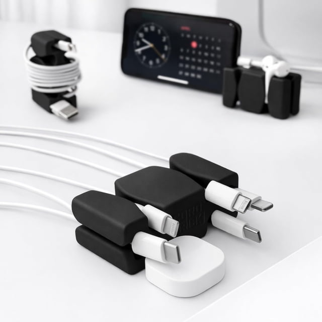 Cordbrick Stocking Stuffers Para Adultos Gestión De Cables Soporte Para Cables Con Peso Soporte Para Teléfono - Organizador De Dispositivos Multiusos Para Mesita De Noche. Regalo Para Hombres Silicona