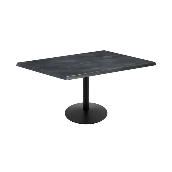 Holland 30" Black Round Base Rectangle Table in 48" Black Top