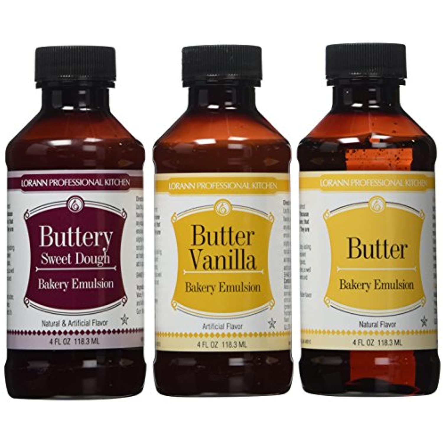 Lorann Bakery Emulsion 3 Pack Buttery Sweet Dough, Butter Vanilla And