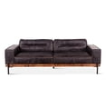 thumbnail image 6 of World Interiors Chiavari Ebony Leather Upholstered/Wood Sofa in Black, 6 of 7