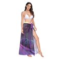 thumbnail image 2 of FORMRS Womens Long Sarong Beach Wrap Semi-Sheer Bikini Skirt Bathing Swimsuit Cover Up, Black Neon Road, 2 of 7