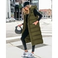 thumbnail image 2 of FreshPretty Long Puffer Vest Women Quilted Hooded Button Down Zip Up Sleeveless Vests Outerwear Padded Jacket Fall Winter Coat, 2 of 6