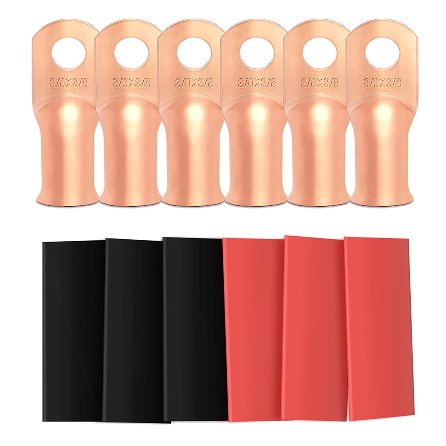 100 PCS 4 AWG 4 GA Copper Ring Terminal Heat Shrink 1/4" Hole Lug Connector US 