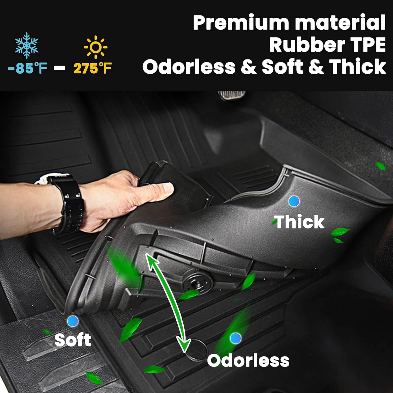 Auxko All Weather Floor Mats Fit for Ford Ranger 2026 2025 2024 TPE Rubber Liners Set Ranger Accessories All Season Guard Odorless Anti-Slip Floor Mats