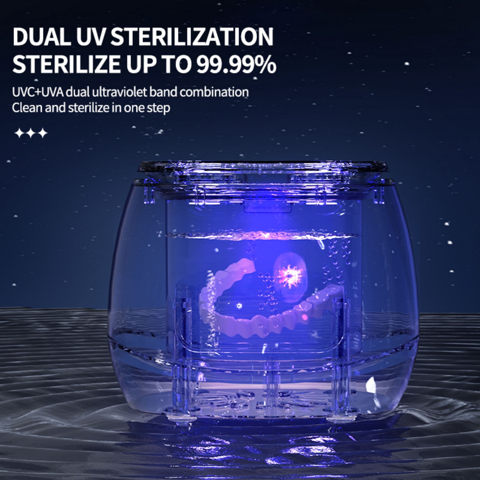 JIAHAOO Rechargeable Ultrasonic Cleaner 2000mAh Battery Stainless Steel Tank For Retainer Jewelry Accessory Care