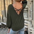 thumbnail image 3 of Women's Waffle Knit Sweater Tops Long Sleeve Loose-Fit Pullover Hoodie Solid Color Casual Blouse Sweatshirt, 3 of 5