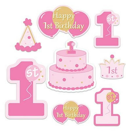 The Beistle 53420 P 7 To 16 In 1st Birthday Cutouts Pink 44