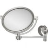 8 Inch Wall Mounted Extending Make-Up Mirror with Smooth Accents - Satin Chrome / 4X