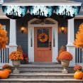 thumbnail image 4 of Lksixu Halloween Bunting Flag, Halloween Decorations 1.5x3 Feet Polyester Graveyard Pattern Fan Shaped Flag with Grommets, Reusable Hanging Porch Half Fan Banner Decorative Flag for Outdoor Indoor, 4 of 6