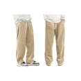 thumbnail image 3 of Mens Corduroy Casual Pants Fashion Loose Fit Wide Leg Straight Sweatpants Elastic Waist Drawstring Khaki XS, 3 of 9
