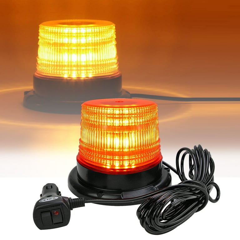 ASPL 2pcs LED Warning Flash Beacon Lights, 60 LED Amber Warning Safety  Flashing Strobe Lights with Magnetic and 16 ft Straight Cord for Vehicle  Truck