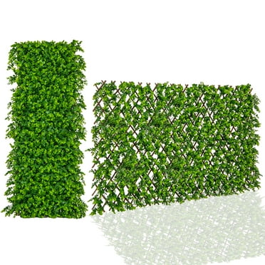 Gymax Expandable Fence Privacy Screen Decorative Faux Eucalyptus Fencing Panel