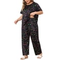 thumbnail image 4 of Agnes Orinda Women's Plus Size Halloween Pumpkin Print Pajama Set Short Sleeve Crew Neck Top and Elastic Waist Long Pants Lounge Soft Sleepwear 2X Black, 4 of 6
