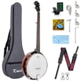 thumbnail image 1 of Kmise, Banjo de 5 cuerdas, juego de banjos de tamaño completo con resonador, cabezal Remo, con 2 llaves de afinación (bolsa para principiantes profesionales), 1 of 5