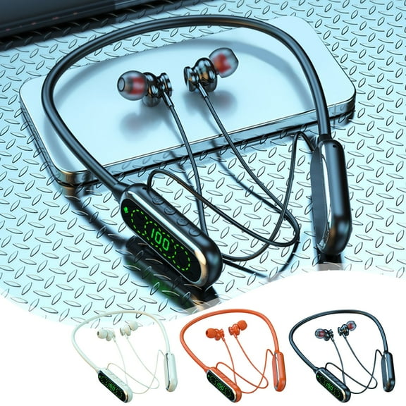 Latrodar Orange Bluetooth 5.4 Wireless Earphones Neck Style Long Range HiFi Surround Sound With Card Insertion And Ear Return Bluetooth Earphones Gifts for Her