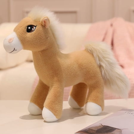 Horse Stuffed Animal Cute Pony Plush Pretend Play Horse Toys,11.8 inches Beige