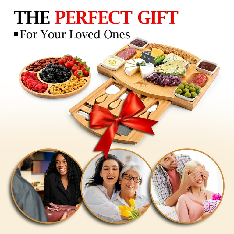 Shanik Cheese Board With 7 Piece Stainless Steel Cutlery Set - Acacia