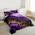 thumbnail image 3 of jejeloiu Gold Glitter Print Full Size Comforter Sets,Marble Texture Bedding Comforter Set,Modern Fluid Art Bedding Sets For Adults,Luxury Bedroom Decor Reversible,3-Piece, 3 of 8