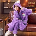 thumbnail image 3 of Falda de noche de Navidad Gibobby con sombrero de forro polar coral para mujer Morado L, 3 of 5