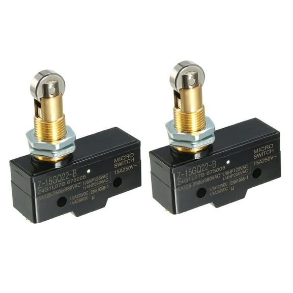 2PCS Z-15GQ22-B 1NO 1NC Panel Mount Roller Plunger Micro Switches