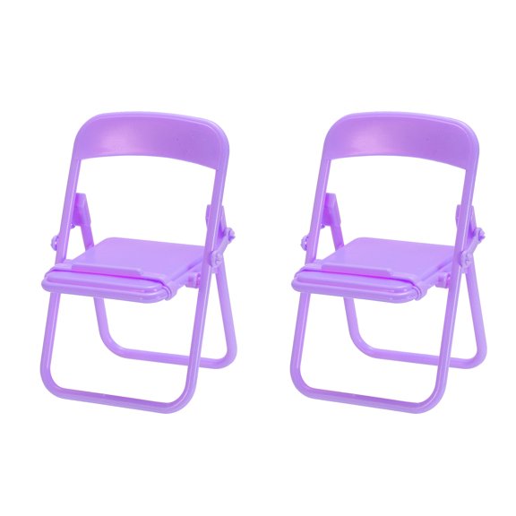 Uxcell Chair Cell Phone Stand, Candy Color Mobile Phone Holder, Multi Angle Mini Folding Chair Cradle, Purple 2 Pack