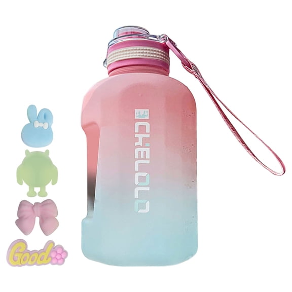 Water Bottle With Handle Ton Ton Bucket Large Belly Cup Summer Water Cup Large Capacity Leakproof Pc Marker Motivational Jug For Outdoor Camping Fitness Men & Women Glass&Bottle