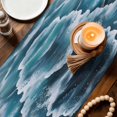 thumbnail image 5 of Blue Brown Gray Graduality Waves Table Runner 90 Inches Long,Kitchen Dining Tablerunners Abstract Art Linen Table Runners Dresser Scarves for Home Dinner Wedding Holiday Party Decor, 5 of 9