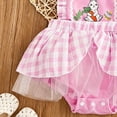 thumbnail image 5 of CAICJ98 Newborn Baby Girl Easter Outfits Romper Dress Sleeveless Bunny Overalls Romper Tulle Lace Onesie with Headband 2Pcs Cute Clothes (Pink,6-9 Months), 5 of 7