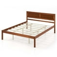 thumbnail image 2 of Costway Queen Size Wooden Platform Bed Frame with Headboard Mattress Foundation Walnut, 2 of 10