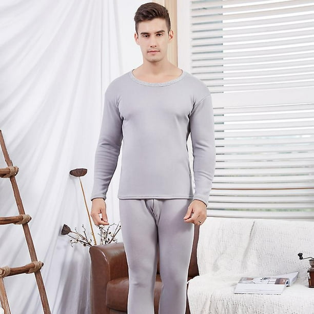 New Fleece Men's And Women's Thermal Underwear Couple Suits Cold Winter  Autumn Clothes Long Pants Bottoming Shirt Pants-XXXL-Light grey female