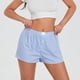 thumbnail image 3 of Pantalones cortos boxer con estampado de rayas suaves para mujer: cintura elástica, ligeros para la playa, fiestas en casa o yoga. Tallas S-XXL., 3 of 6